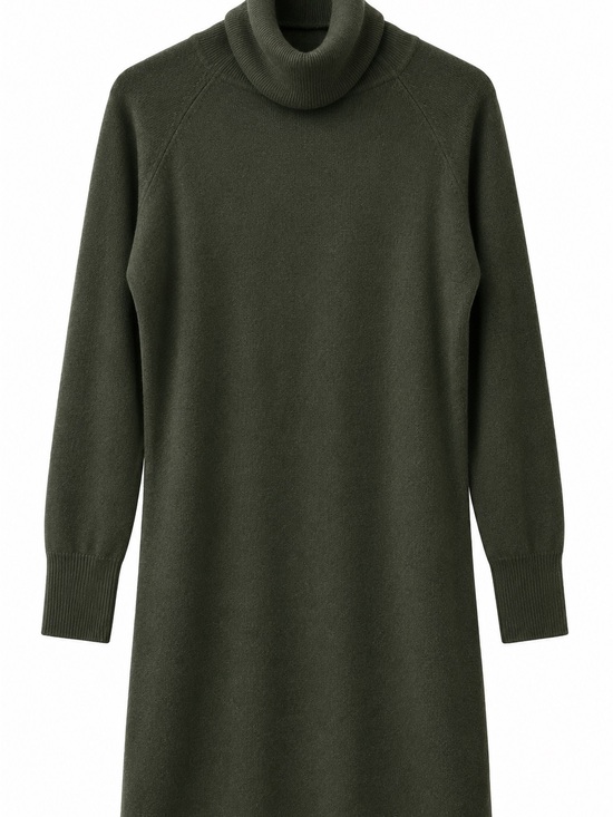 Quince Dresses & Skirts - Quince 100% Cashmere Olive Green Turtleneck Sweater Dress – Size Medium